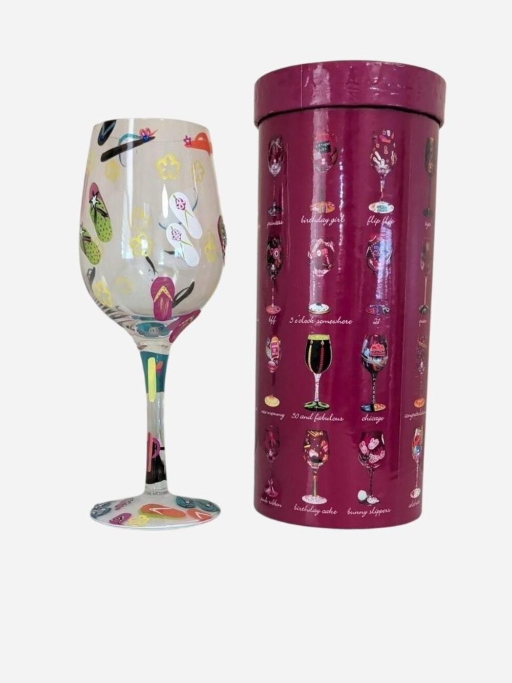 Lolita Flip Flops Hand-Painted Wine Glass 15 oz